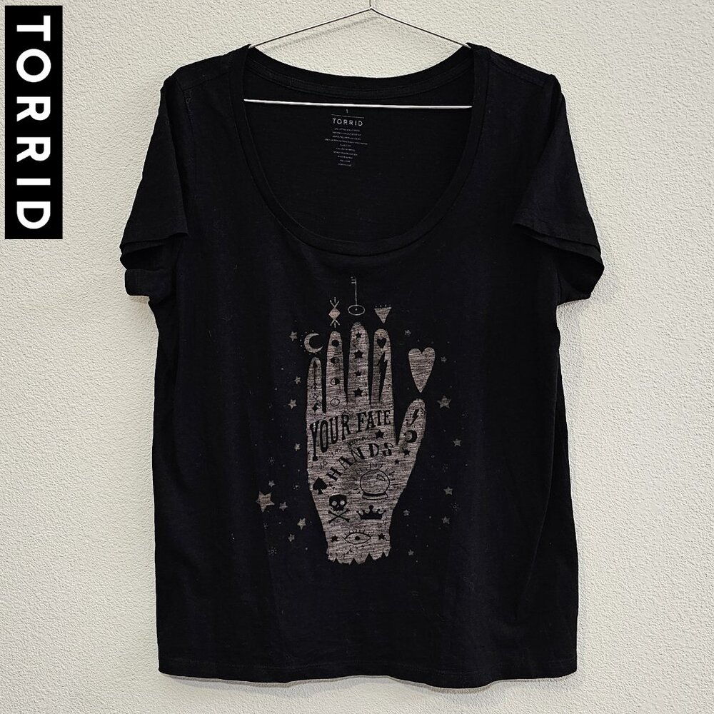 TORRID 1 Black Graphic Your Fate Is In Your Hands Tee Tshirt Plus Size 14/16 1X